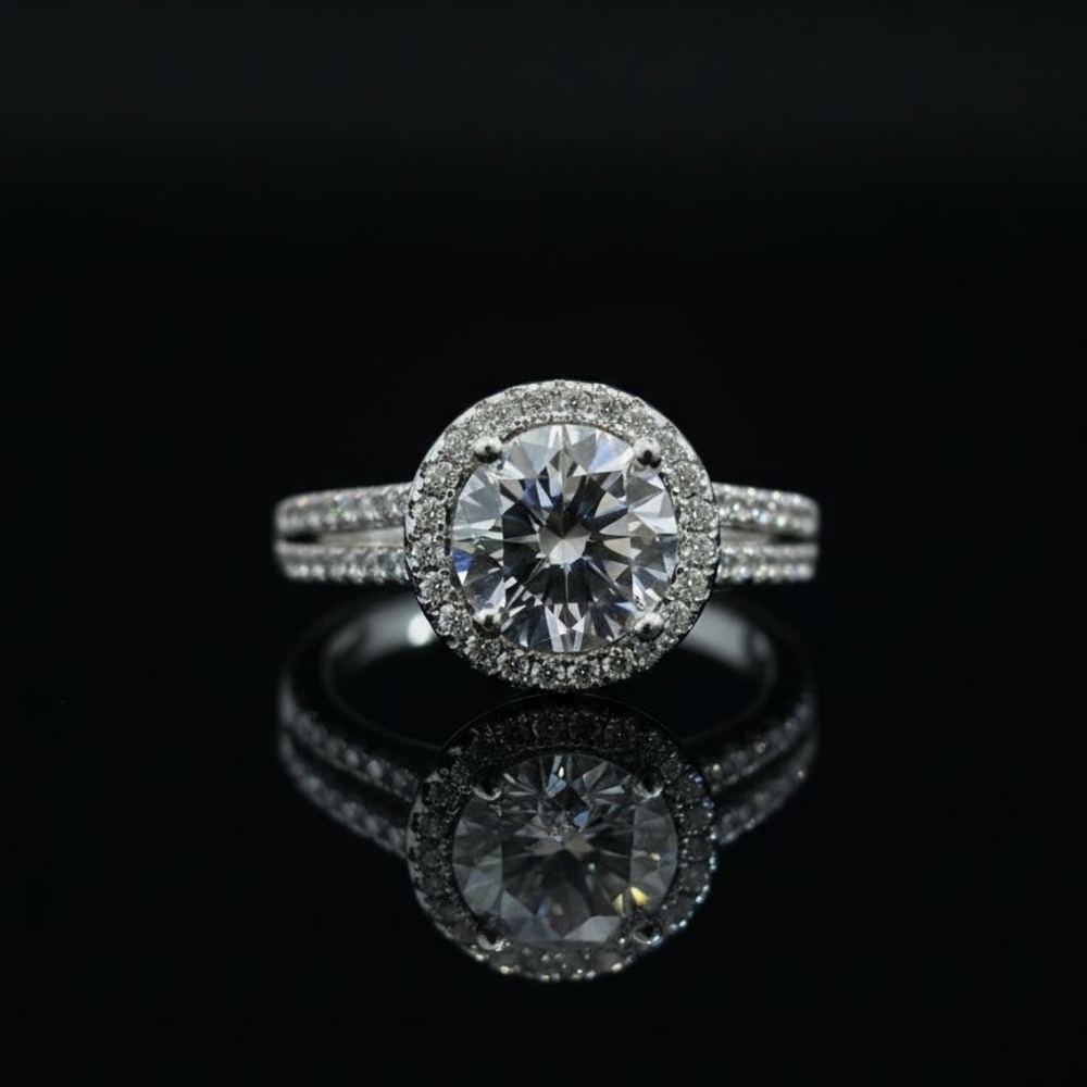 Elegant Silver Halo Ring